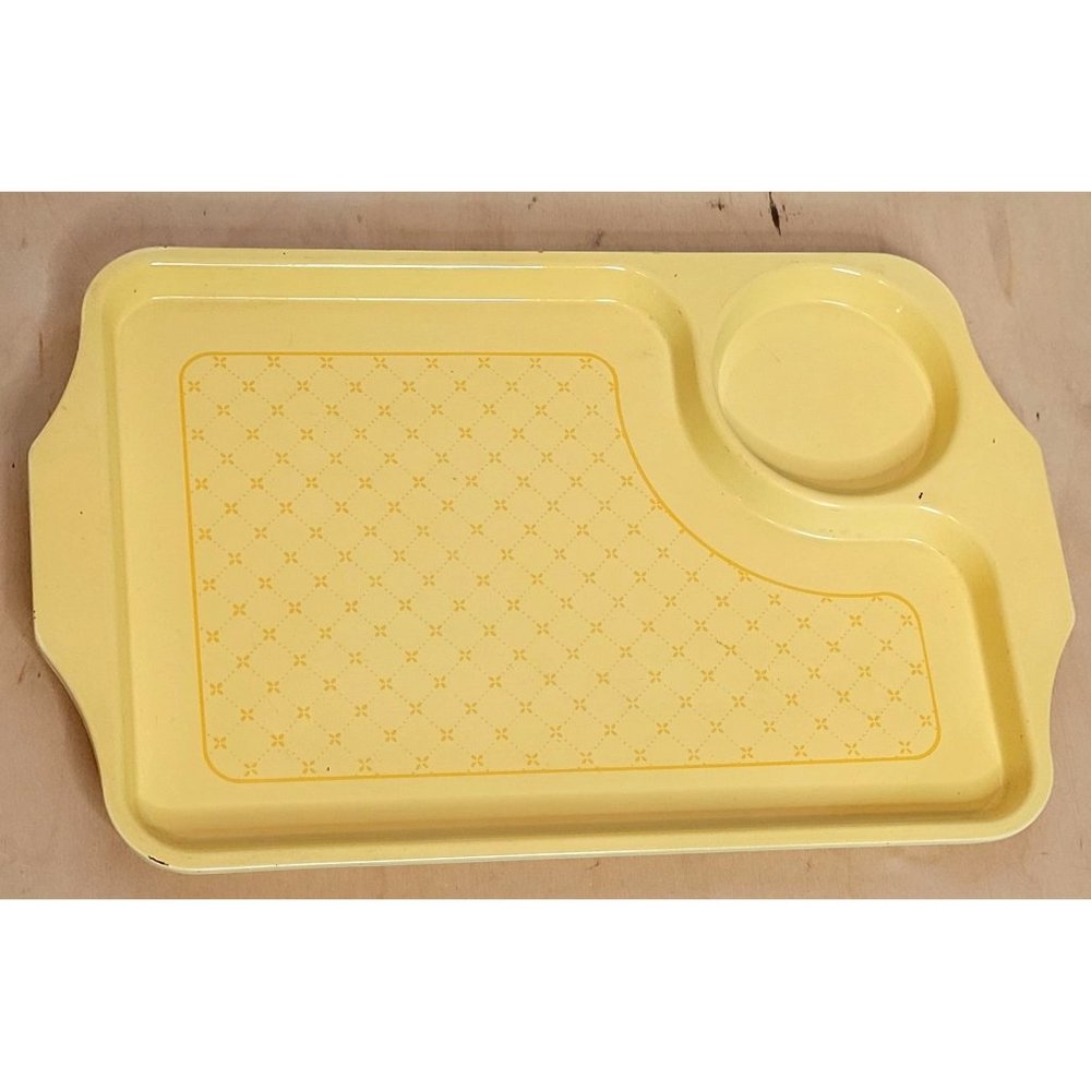 Vintage Food Tray Lacquer Ware Yellow Orange Flowers Toyo Plastic